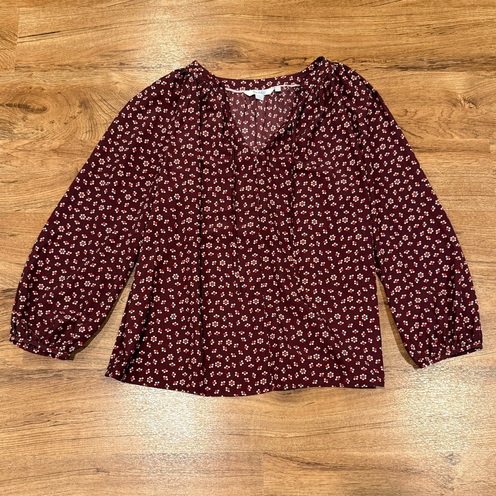 Boden Dotted Flower Blouse Women's sz, 16 Regular